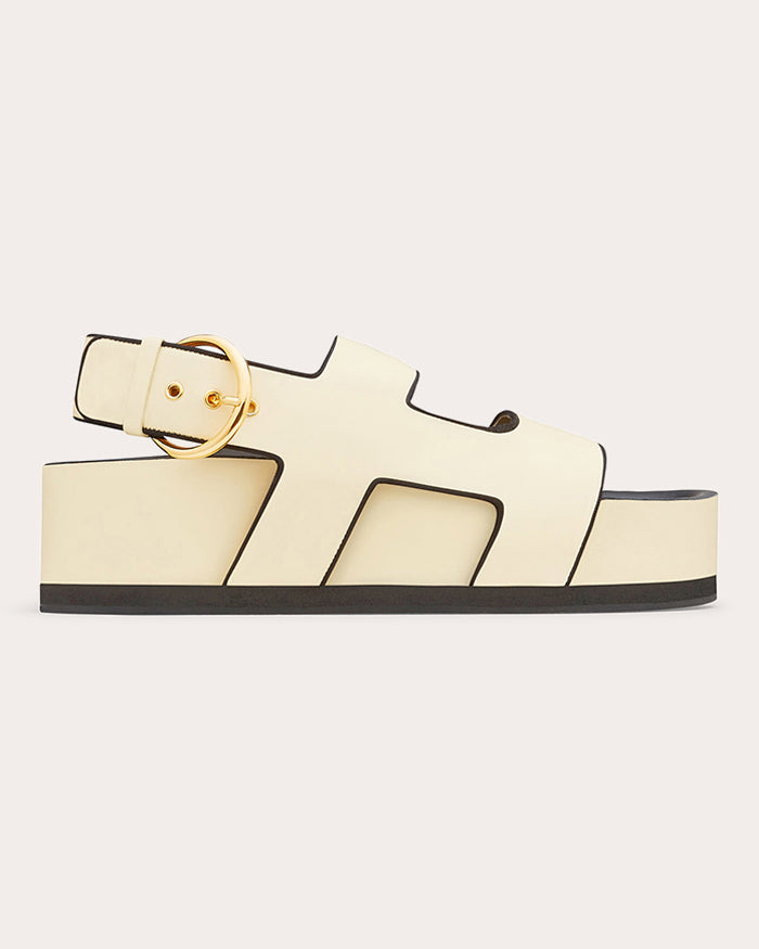 Cher Grosgrain-Trimmed Leather Platform Sandal