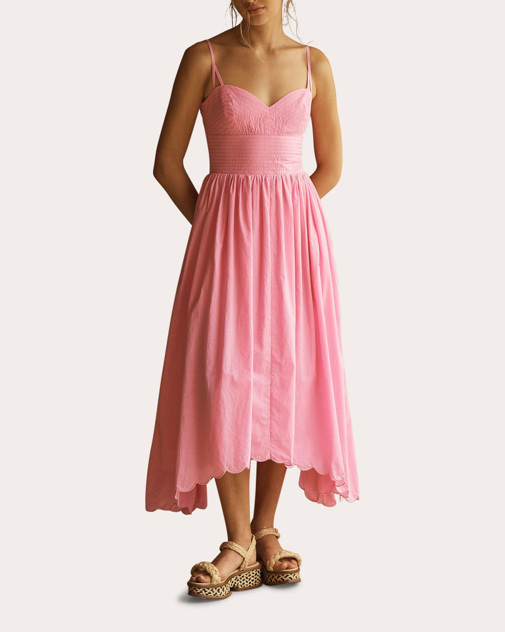 Clavell Scalloped Cotton Midi Dress