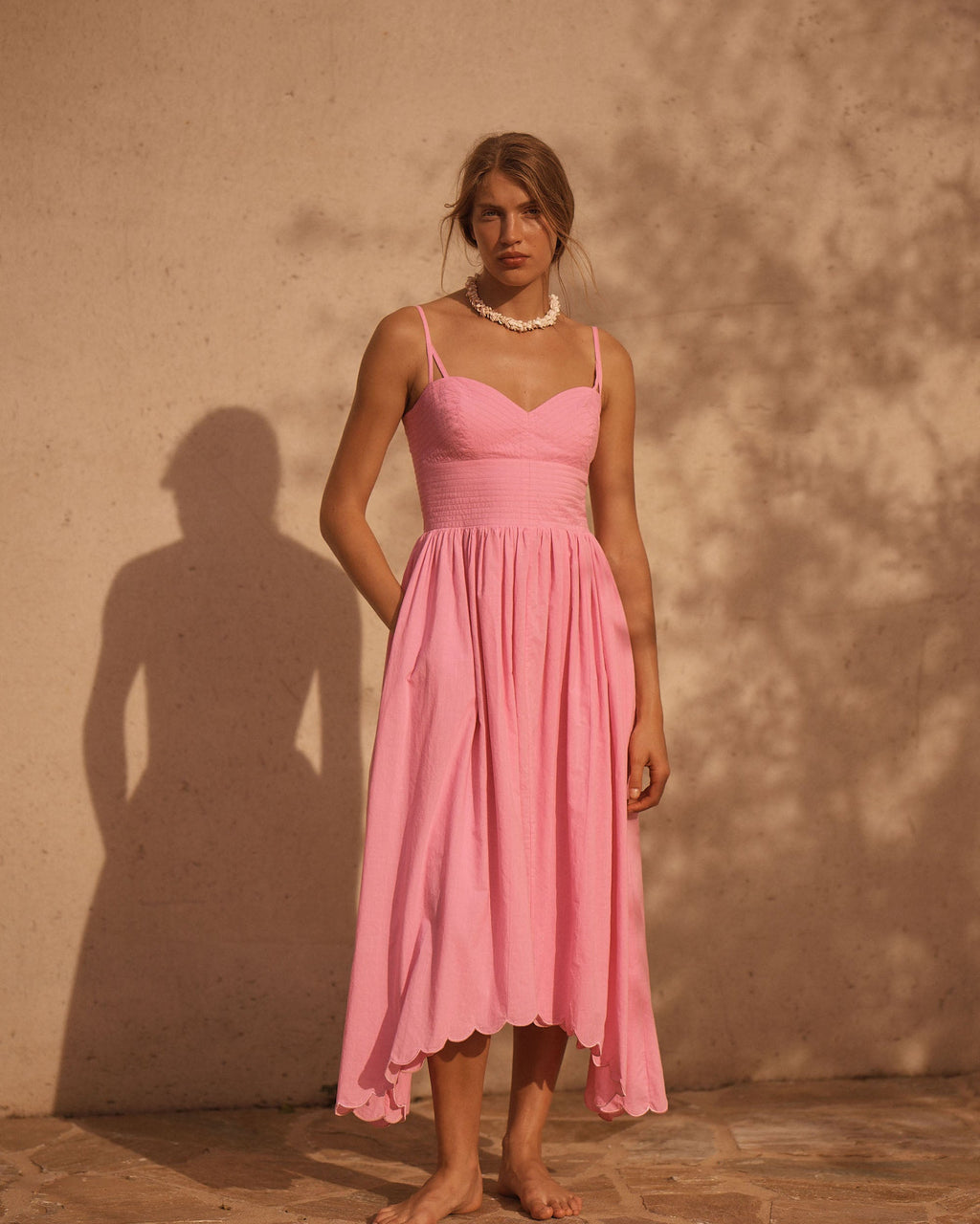 Clavell Scalloped Cotton Midi Dress
