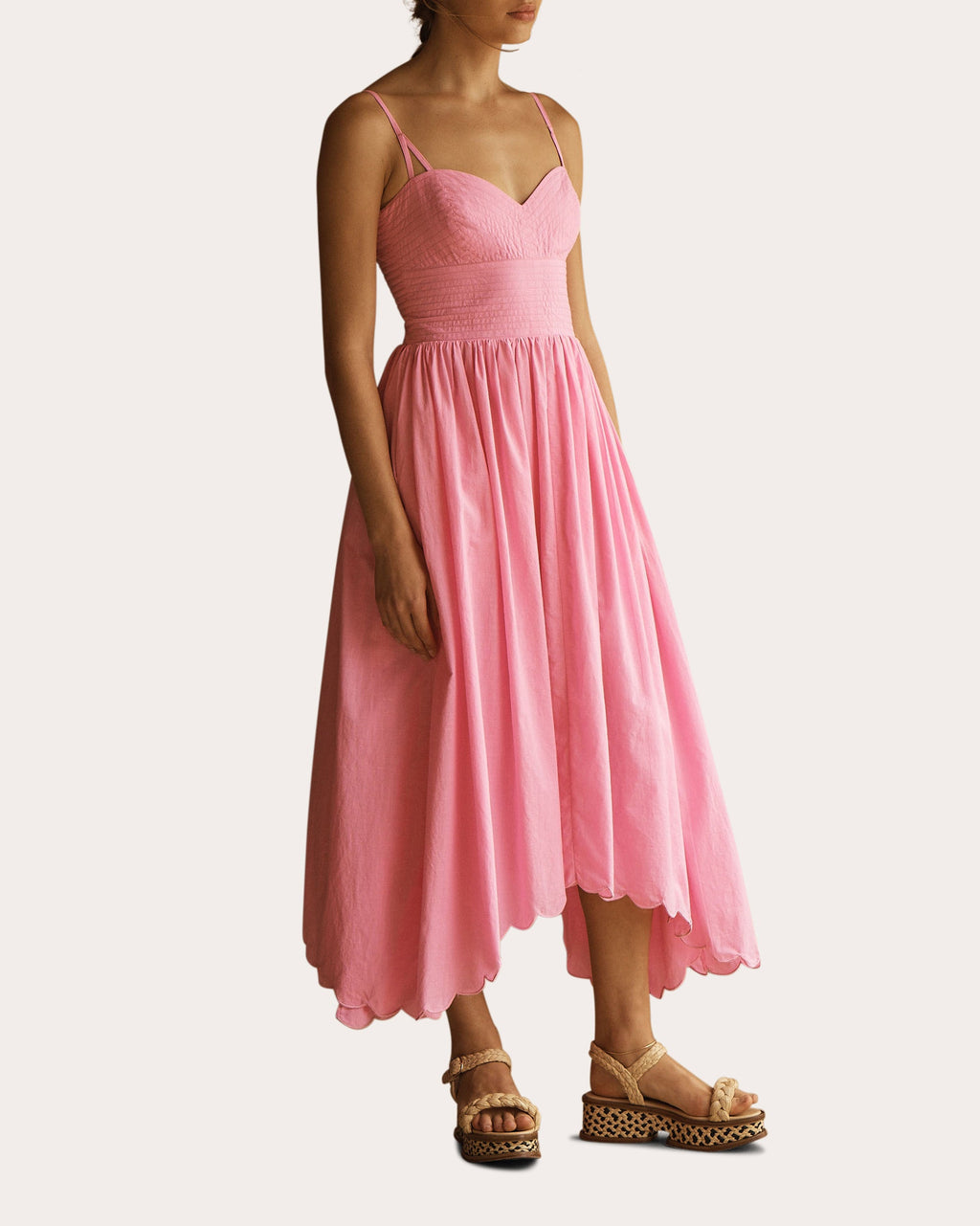 Clavell Scalloped Cotton Midi Dress