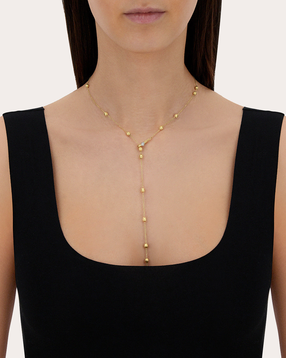Diamond & 18k Gold Soffio Lariat Necklace