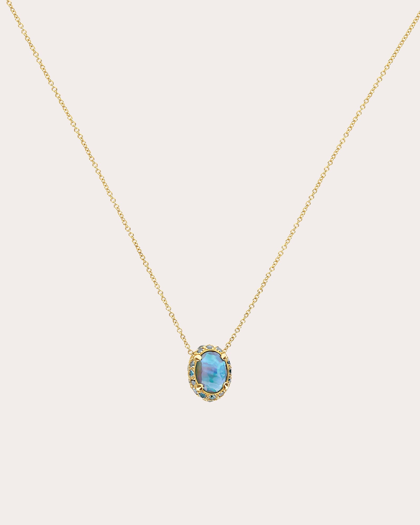 Green Sapphire & Blue Topaz 18k Gold Reversible Pendant Necklace