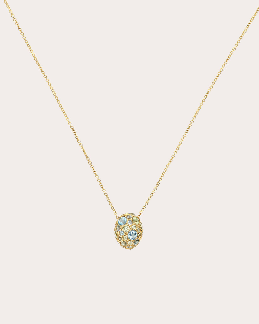 Green Sapphire & Blue Topaz 18k Gold Reversible Pendant Necklace