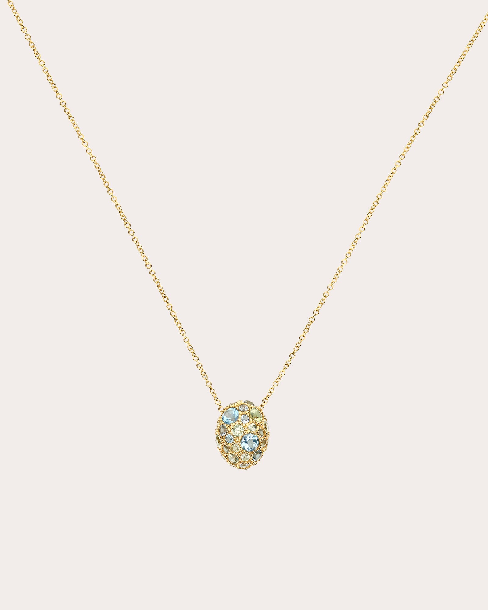 Green Sapphire & Blue Topaz 18k Gold Reversible Pendant Necklace