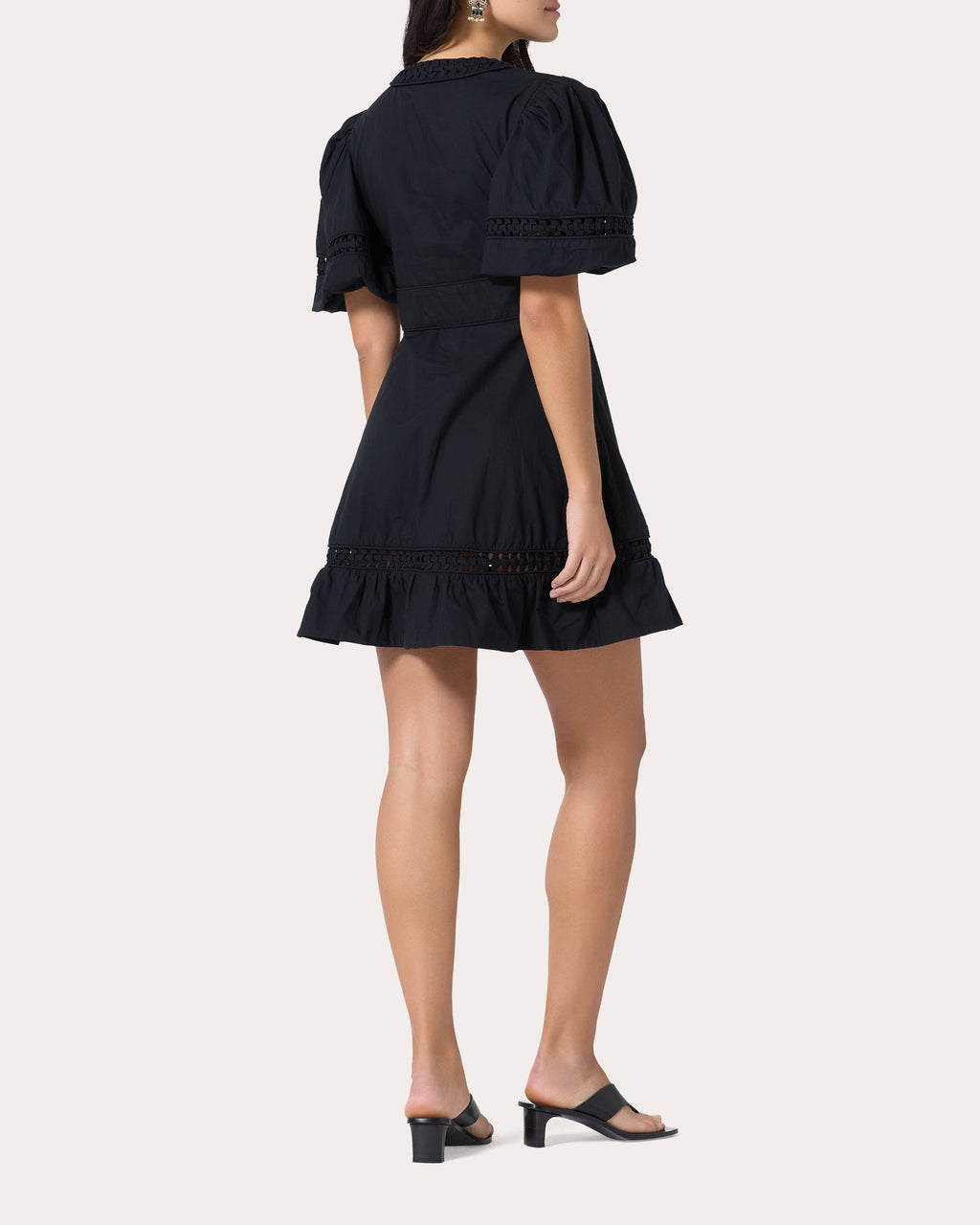 Olga Embroidered Poplin Puff-Sleeve Mini Dress