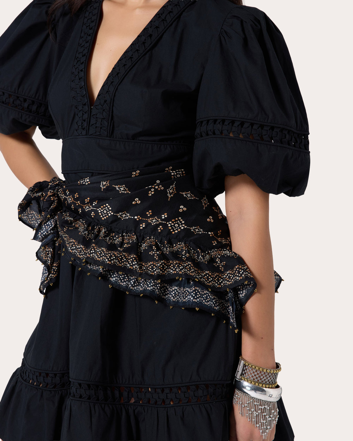 Olga Embroidered Poplin Puff-Sleeve Mini Dress