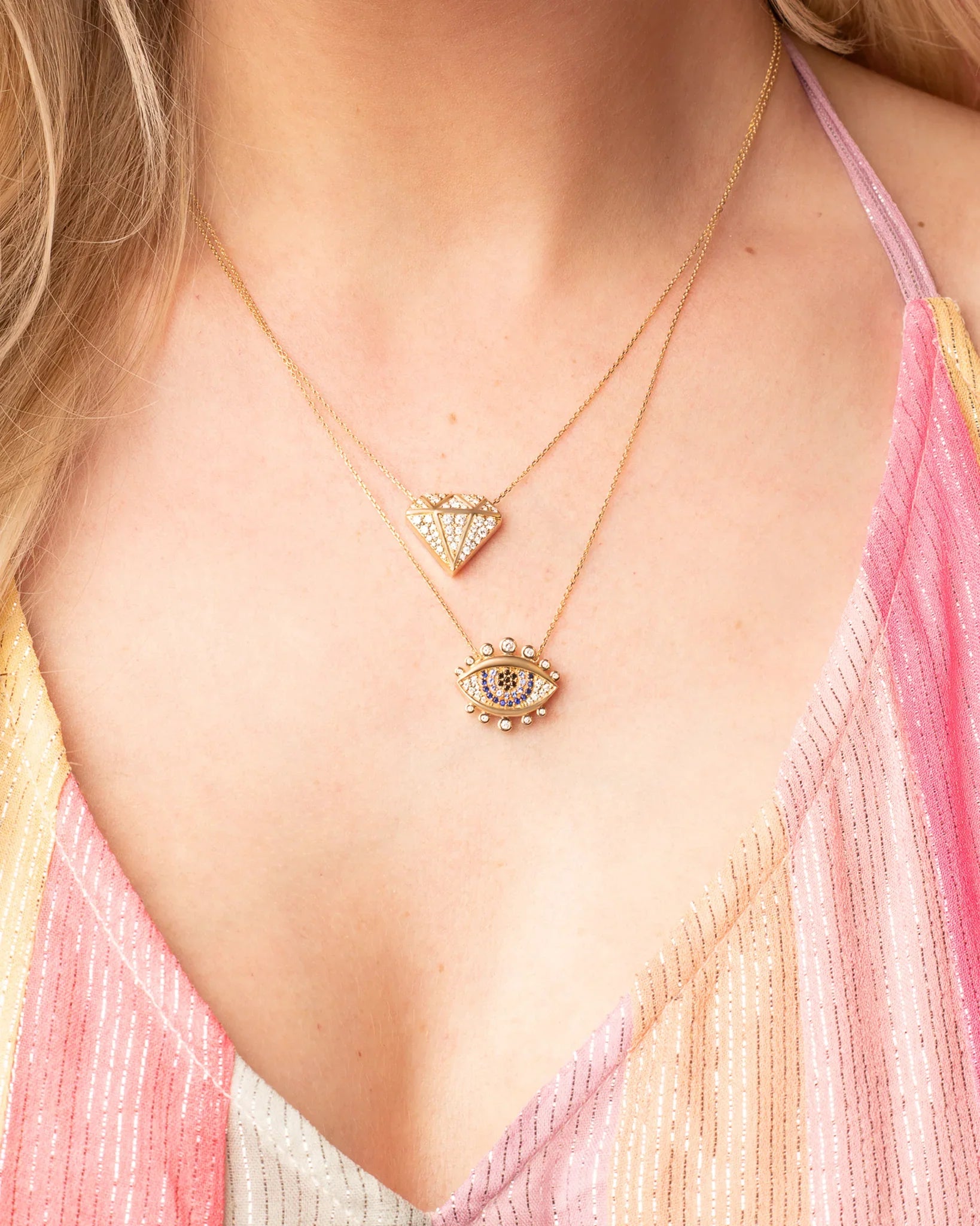 Diamond & 14k Gold Juju Pendant Necklace