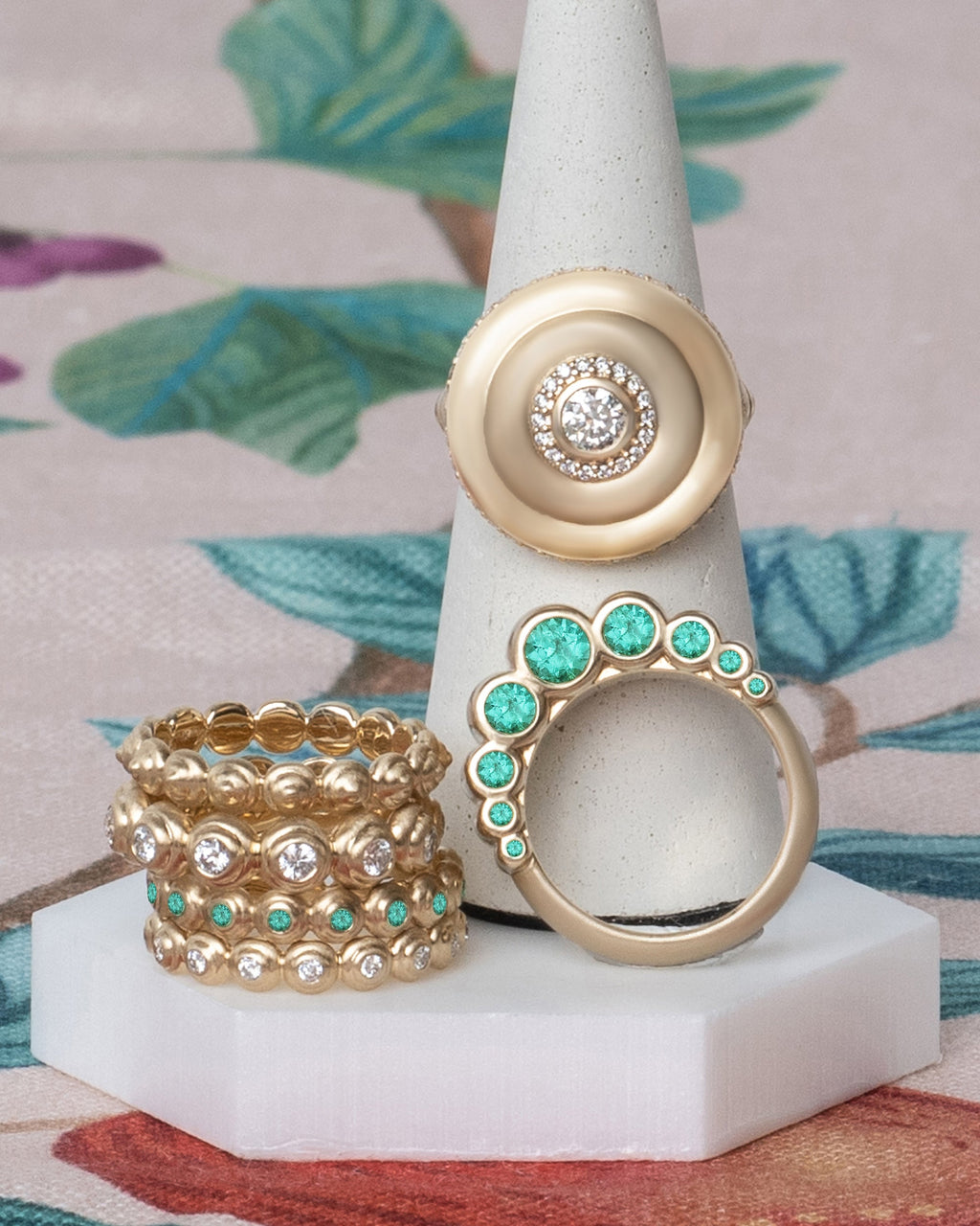 Emerald & 14k Gold Evolve Bubble Ring