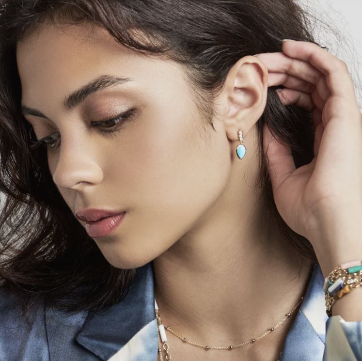 Turquoise & Diamond 14k Gold Palace Drop Earrings