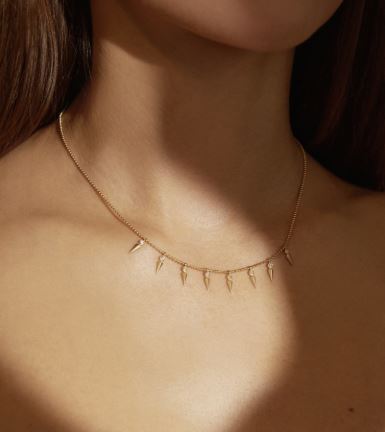 Diamond & 18k Gold Dagger Station Necklace