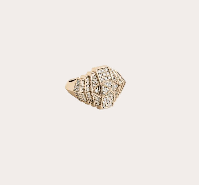 Diamond & 18k Rose Gold Mini Rockaway Ring