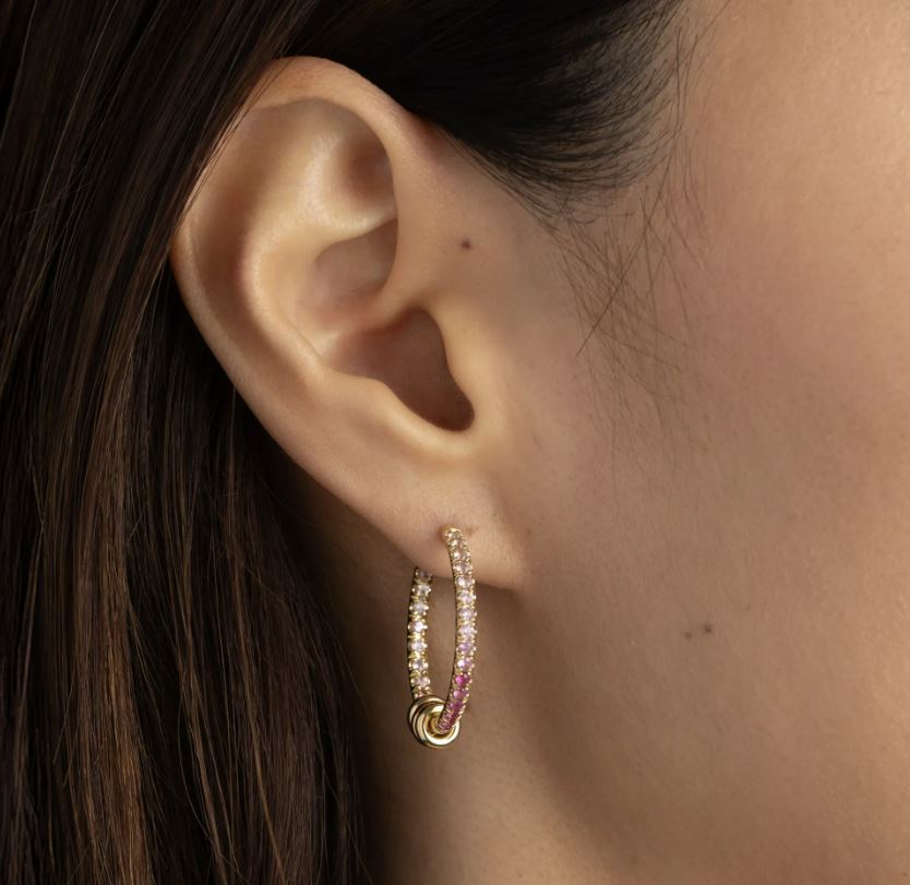 Pink Sapphire & 18k Gold Argo Ombré Hoop Earrings