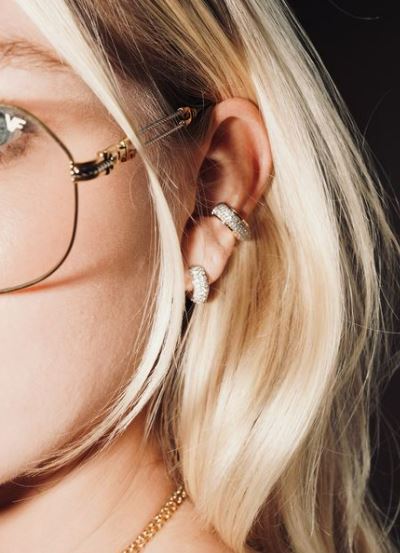 Diamond & 18k Gold Luna Pavé Hoop Earrings