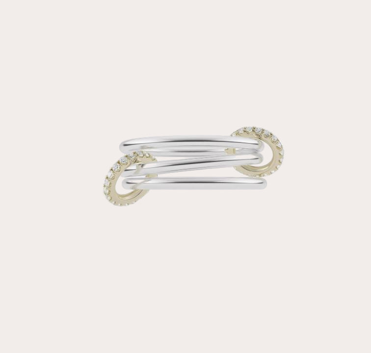 Diamond & 18k Gold Two-Tone Pavé Solarium Ring