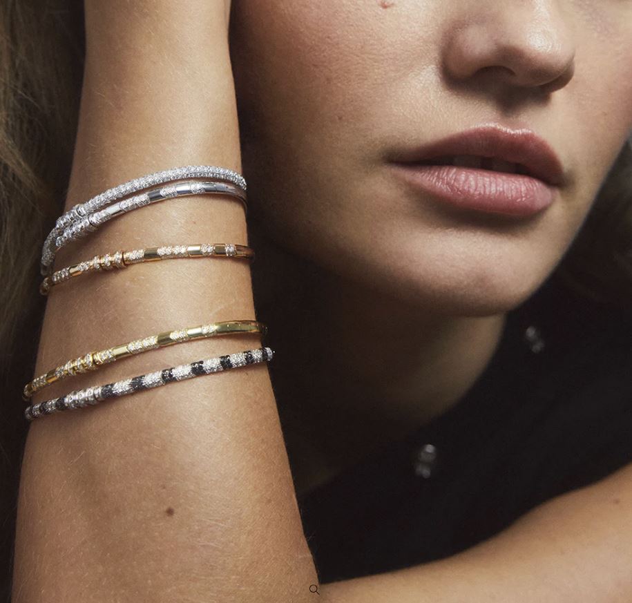 Diamond & 18k White Gold Reptile Bangle