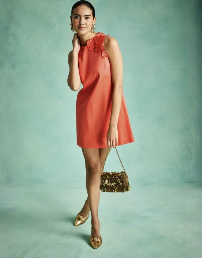 Juniper Floral Appliqué Cotton Sateen Shift Dress