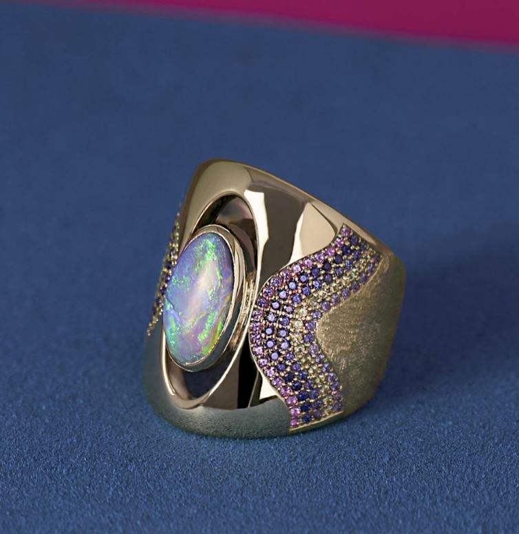 Opal Cabochon Color Wave Ring