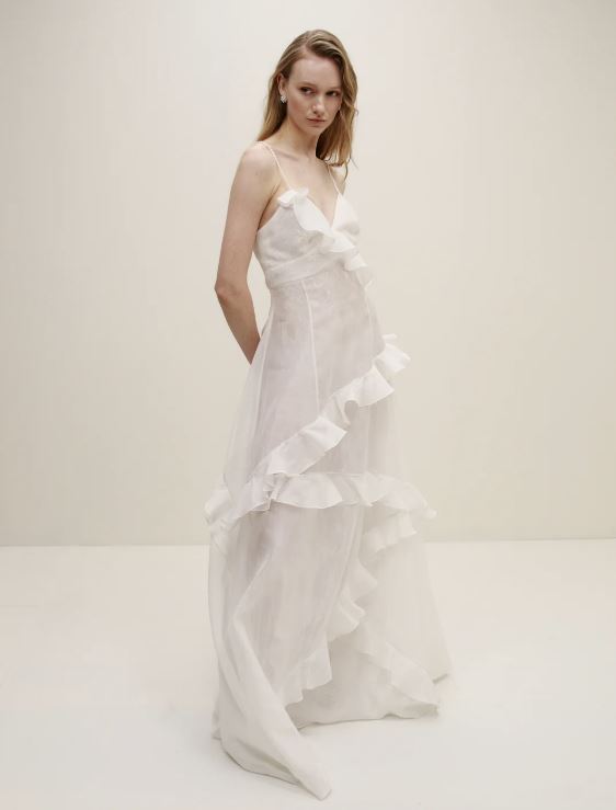 Mattina Ruffled V-Neck Maxi Dress
