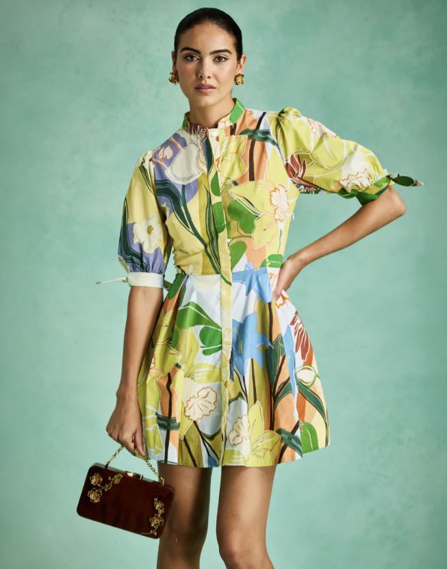Brooklyn Floral Poplin Puff-Sleeve Mini Dress