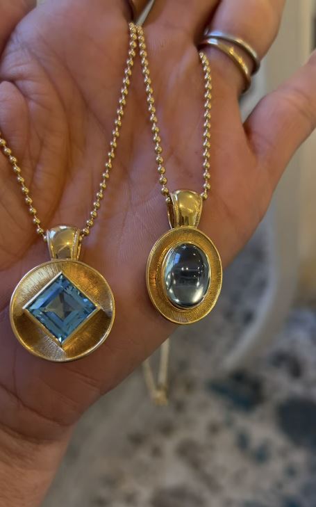 Blue Topaz & 18k Gold Jumbo Stardust Pendant Necklace