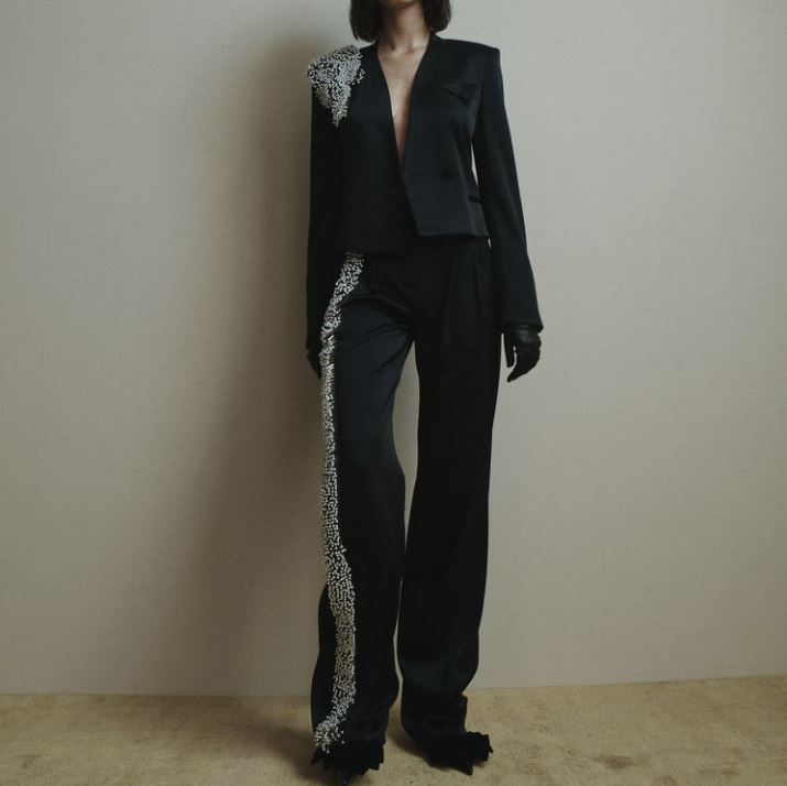 Stefan Embellished Satin-Crepe Pants