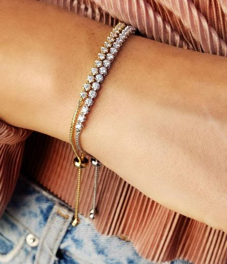 Diamond & 18k White Gold Floating Bolo Bracelet