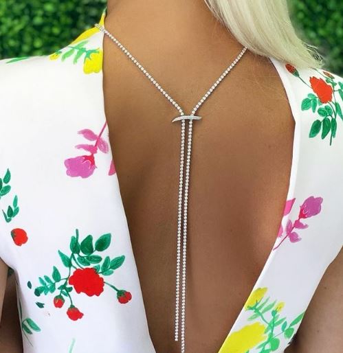 Diamond & 18k White Gold Mega Swirl Lariat Necklace