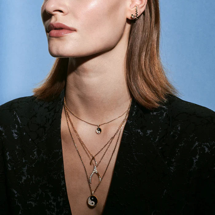 Diamond & 18k Gold Large Wishbone Pendant Necklace
