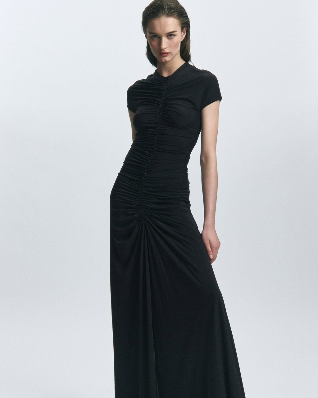 Cassandra Embellished Jersey Ruched Maxi Dress