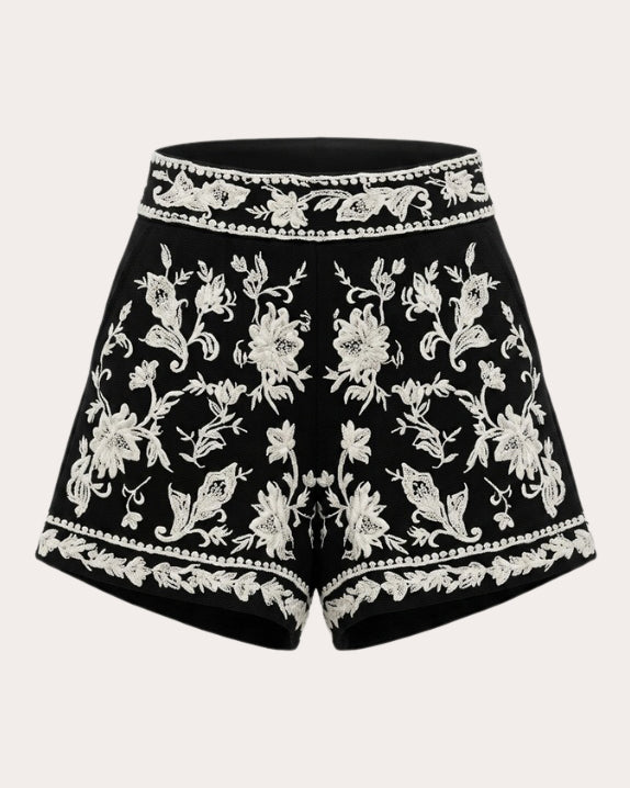Centura Embroidered Floral Shorts