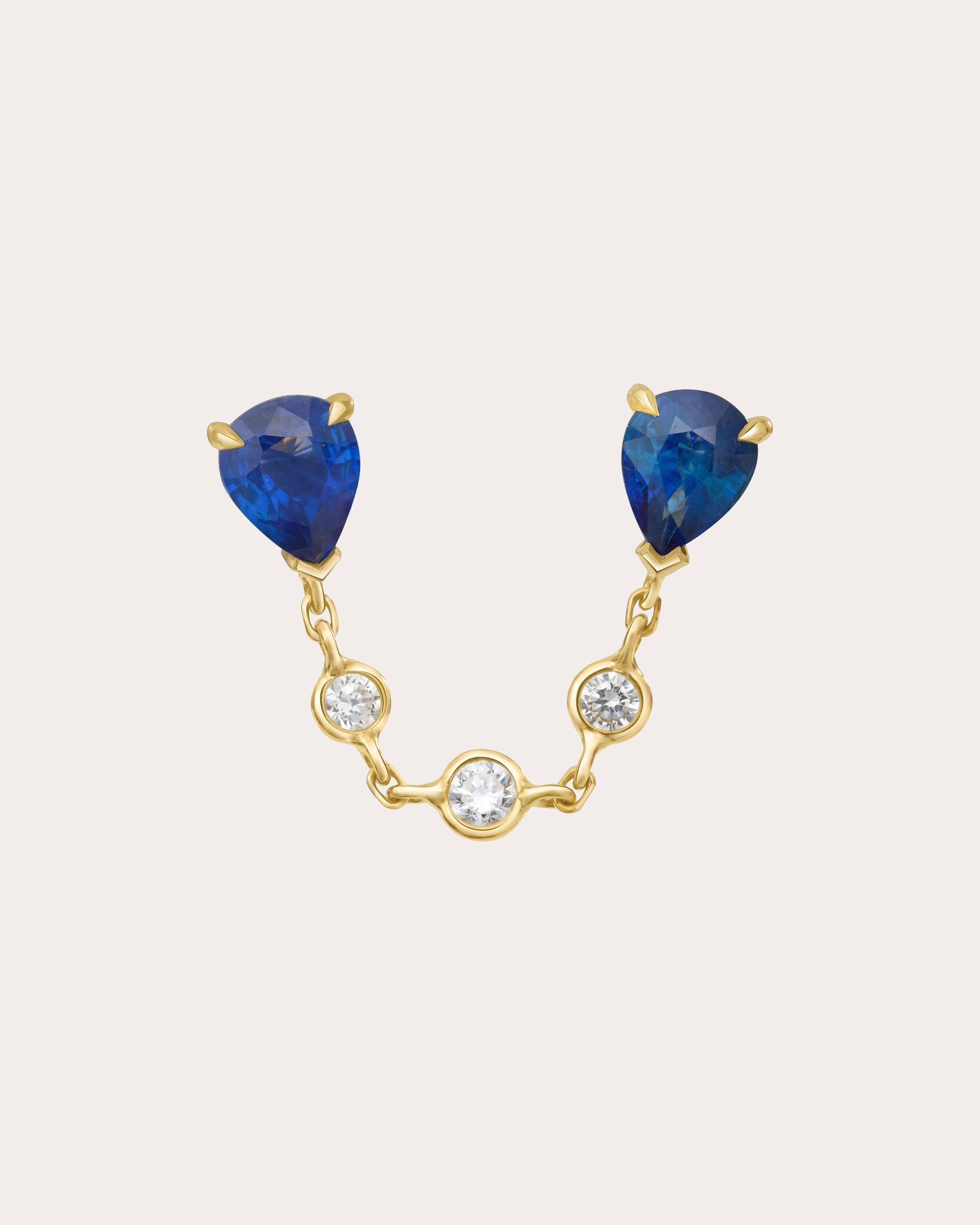 Ceylon Sapphire & Diamond Chain Drop Earring
