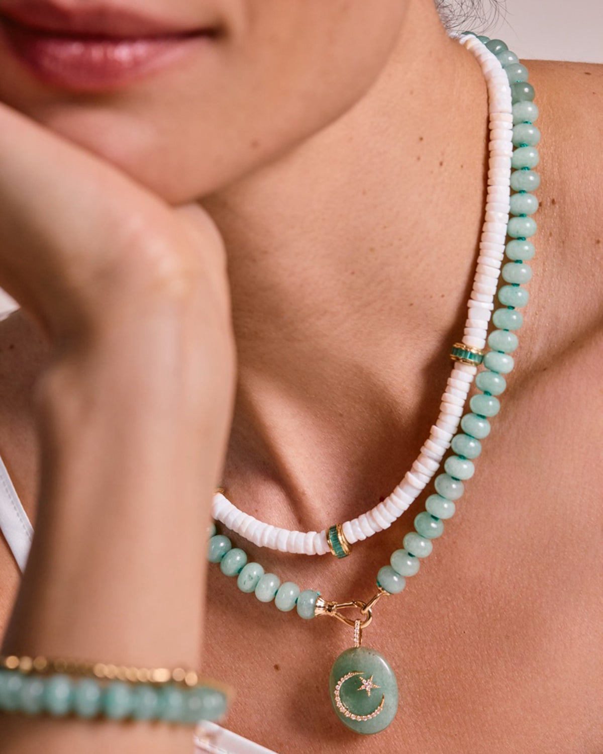 Green Aventurine Rondelle Beaded Necklace