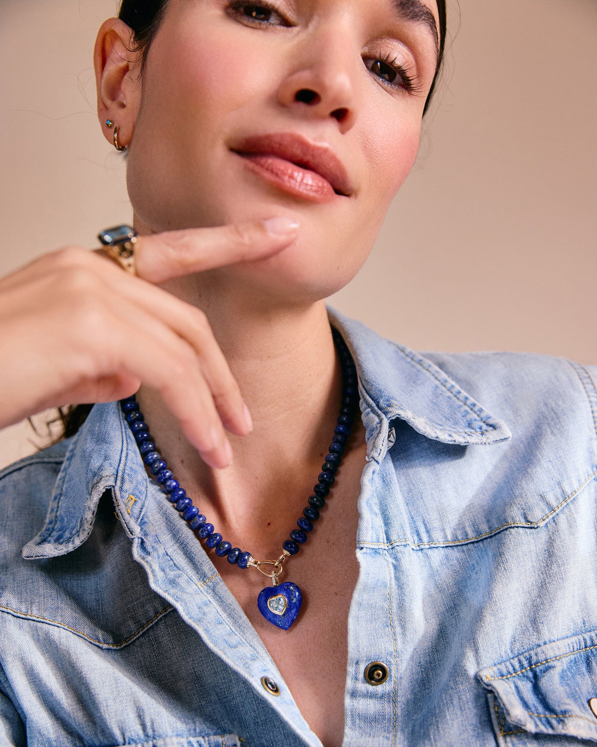 Lapis Lazuli Carved Heart Pendant