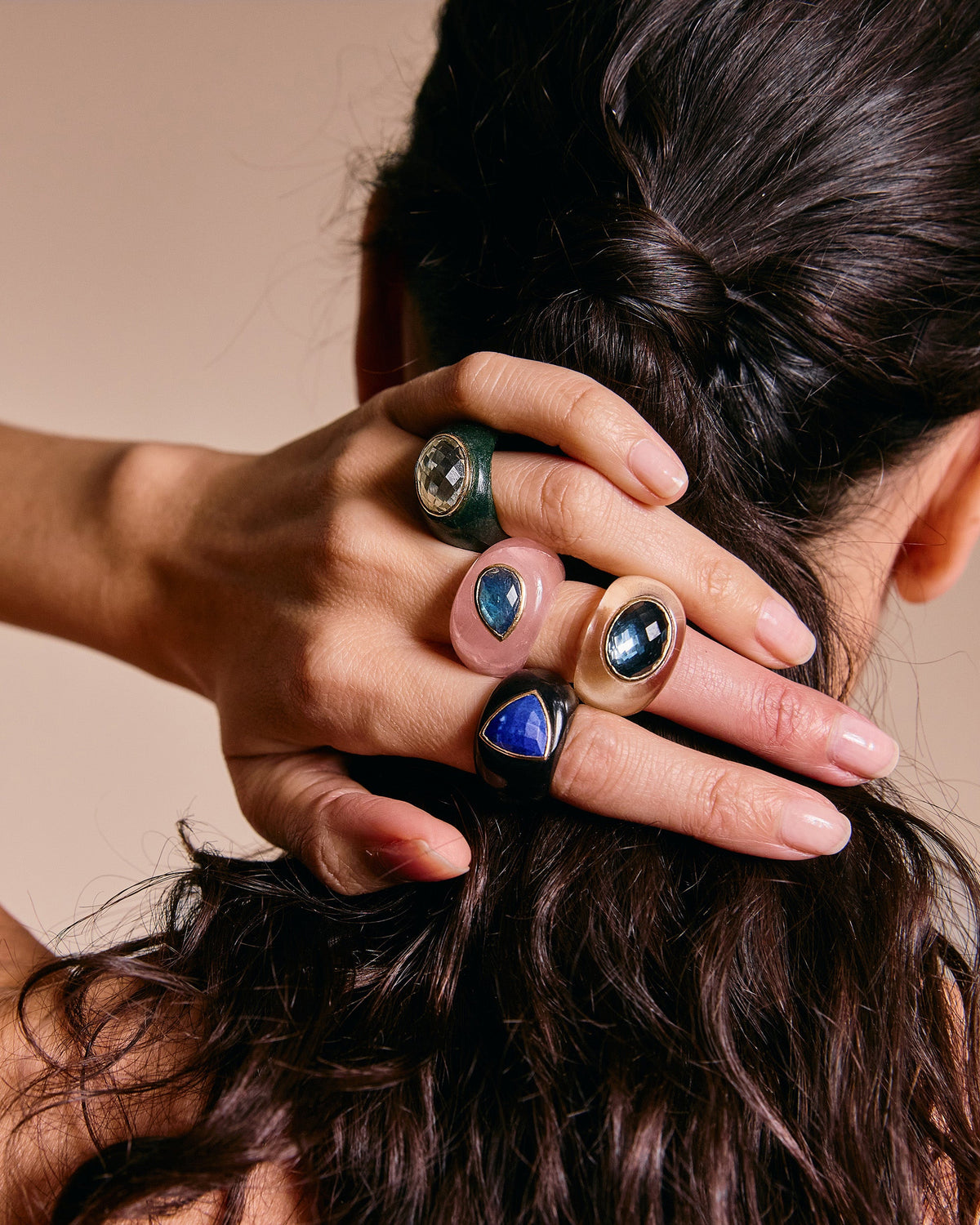 Crystal & Sky Blue Topaz Sculptural Ring