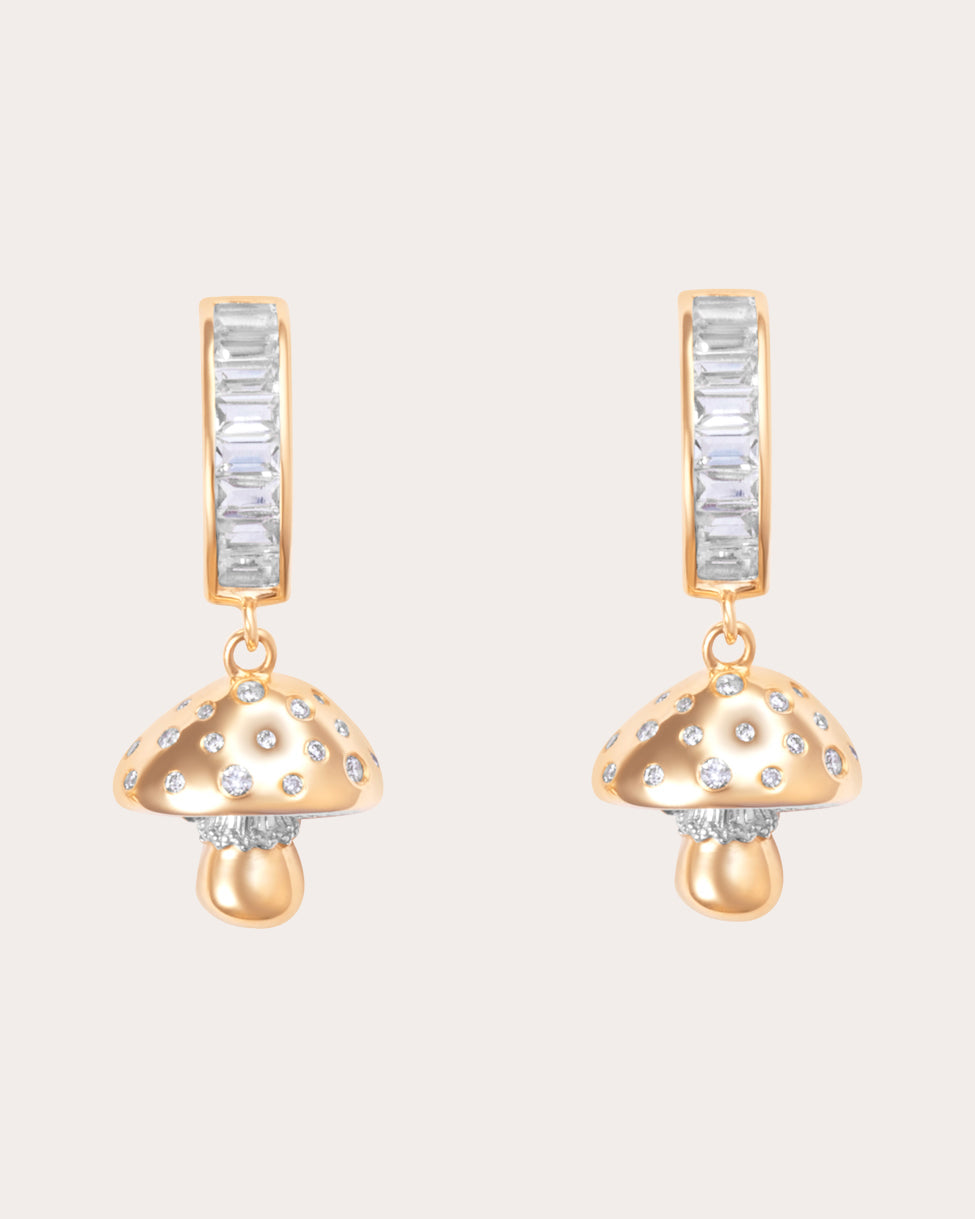 Diamond Mycelium Funghi Drop Earrings