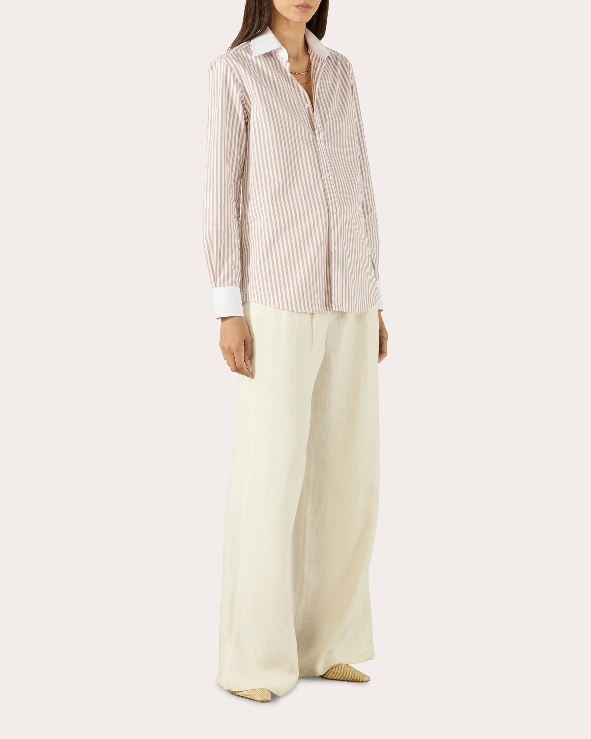 The Boyfriend Stripe Contrast Fine Poplin Shirt