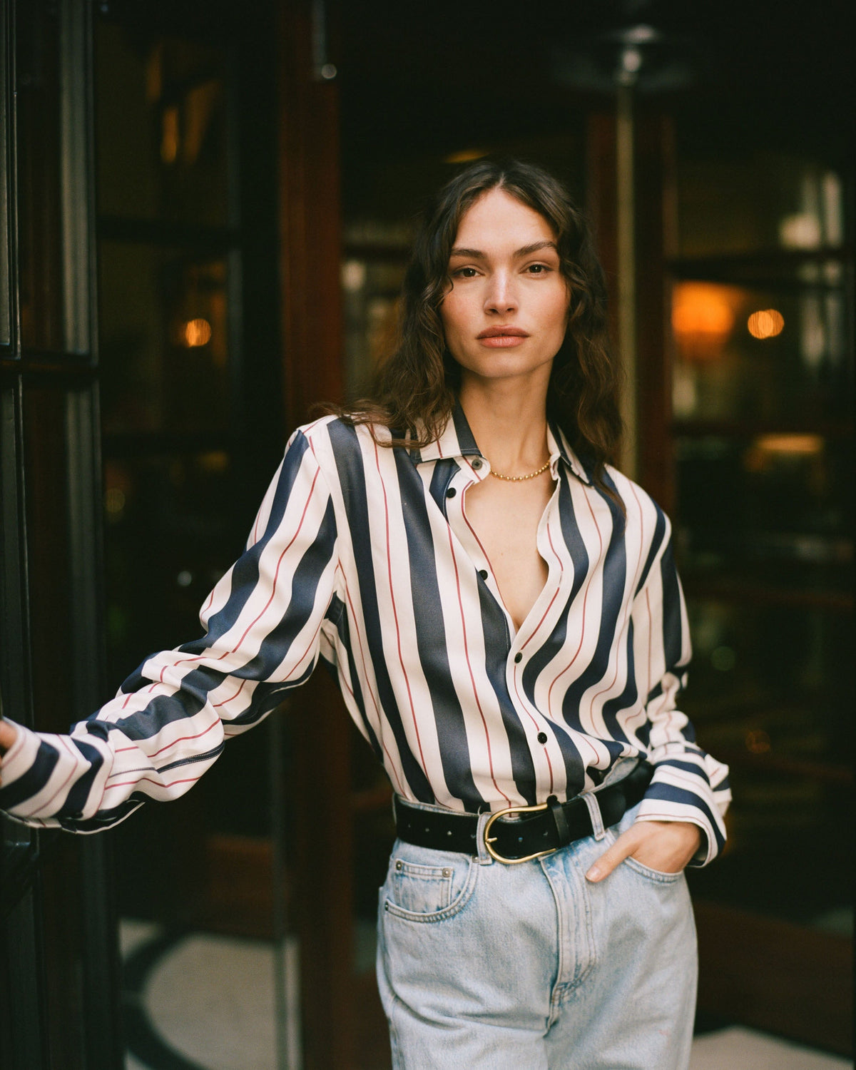 The Boyfriend Stripe Tencel™ Exaggerated Cuff Button-Up
