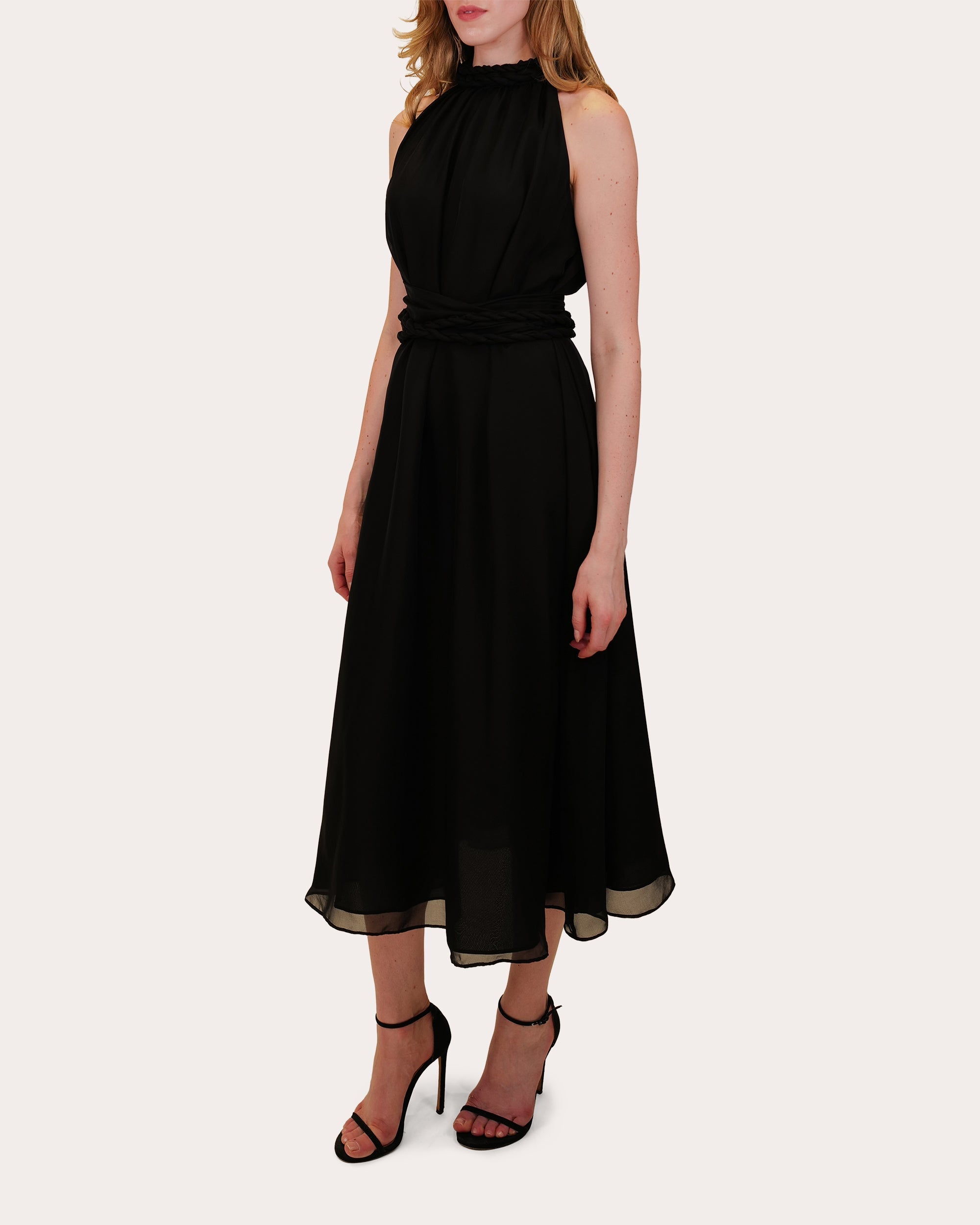Dany Gathered Silk Chiffon Midi Dress
