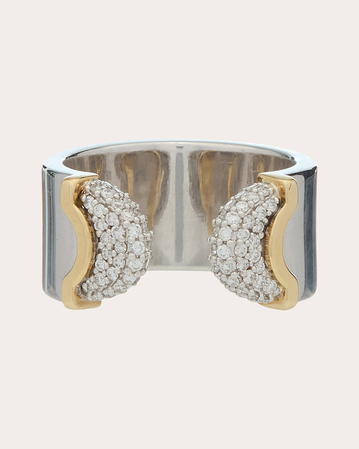 Diamond Two-Tone Doppia Luna Ring