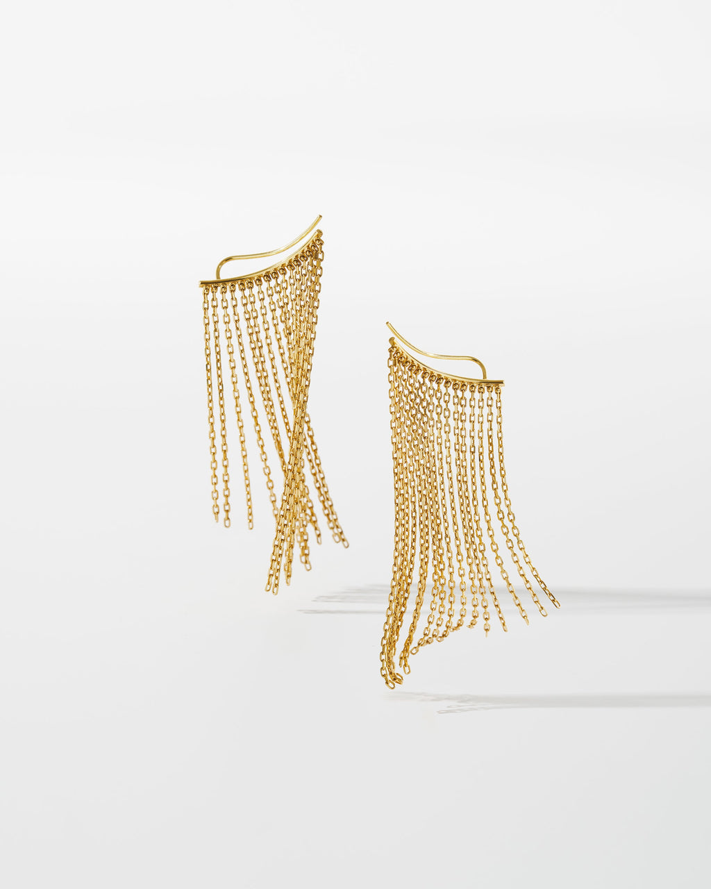 18k Gold Mid Chainfall Ear Climbers