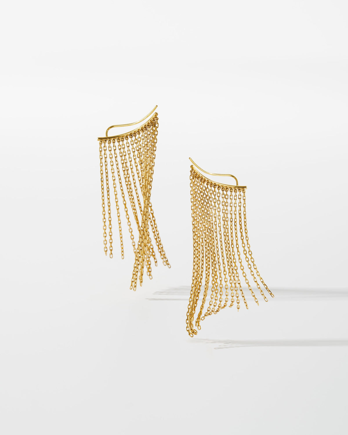 18k Gold Mid Chainfall Ear Climbers