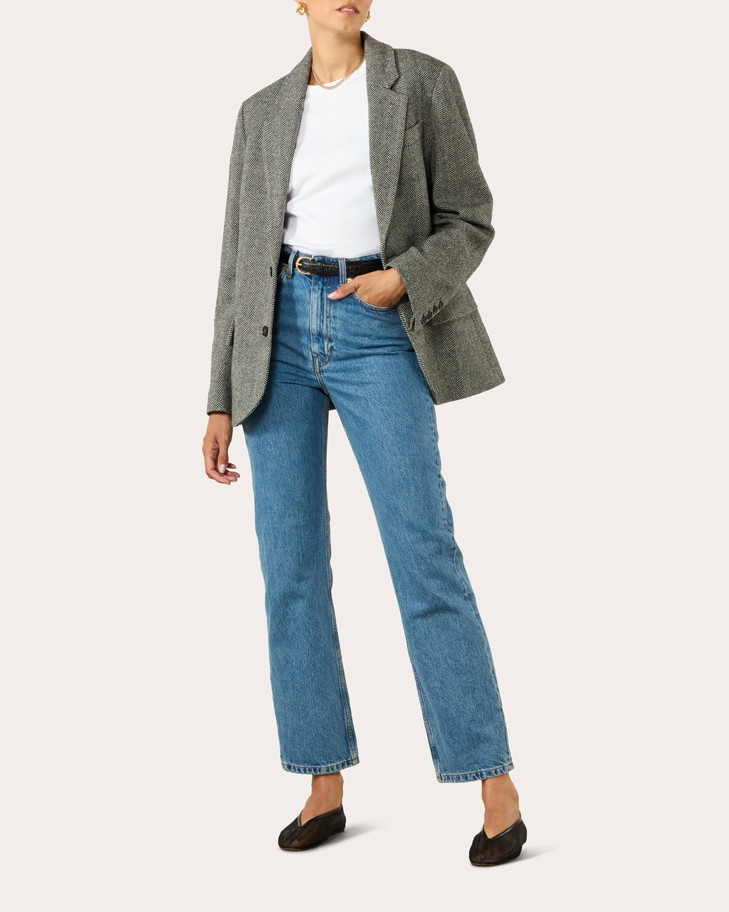 Hutton Herringbone Wool Single-Breasted Blazer