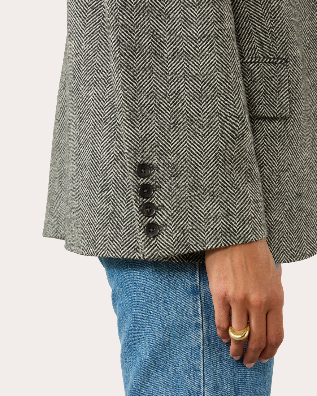 Hutton Herringbone Wool Single-Breasted Blazer