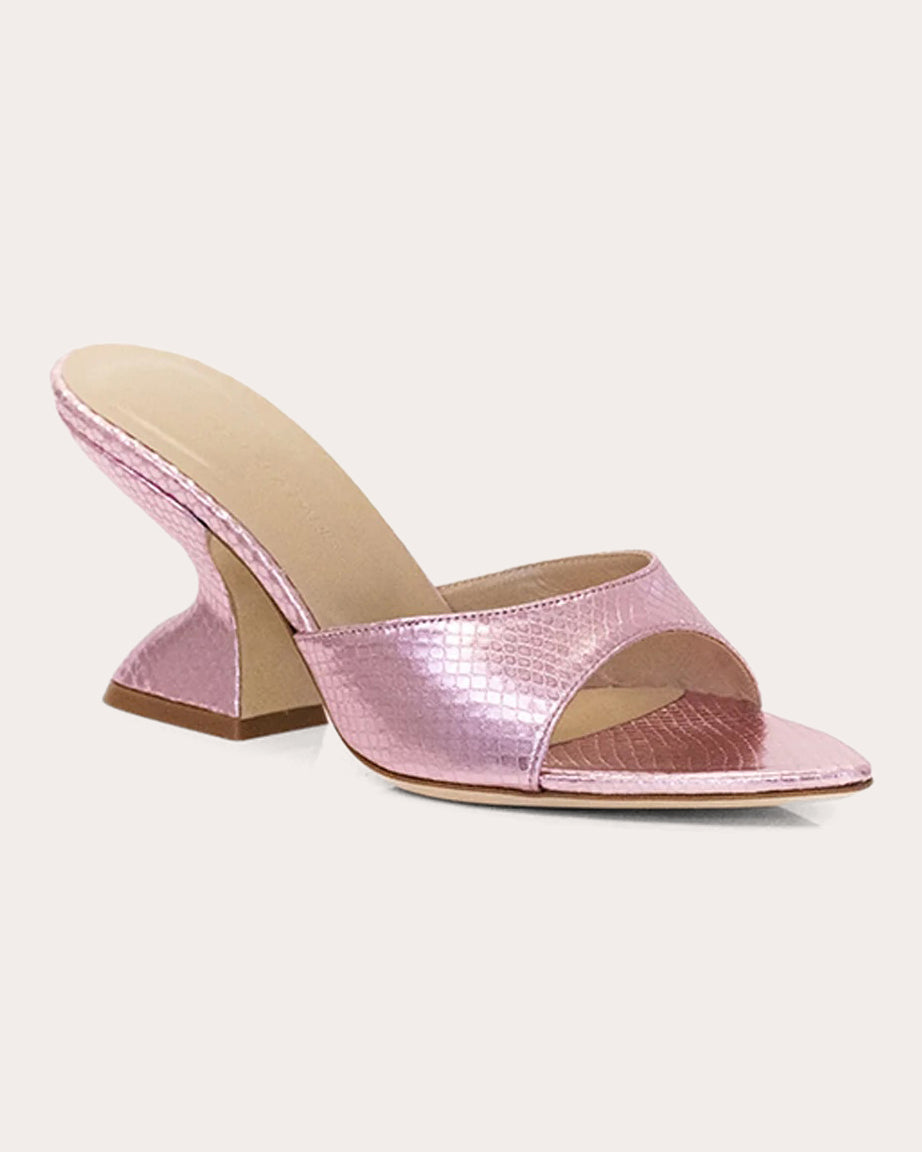 Kira Metallic Snake-Embossed Leather Sandal