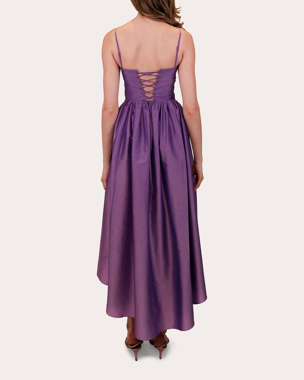 Naina Gathered Taffeta Midi Dress