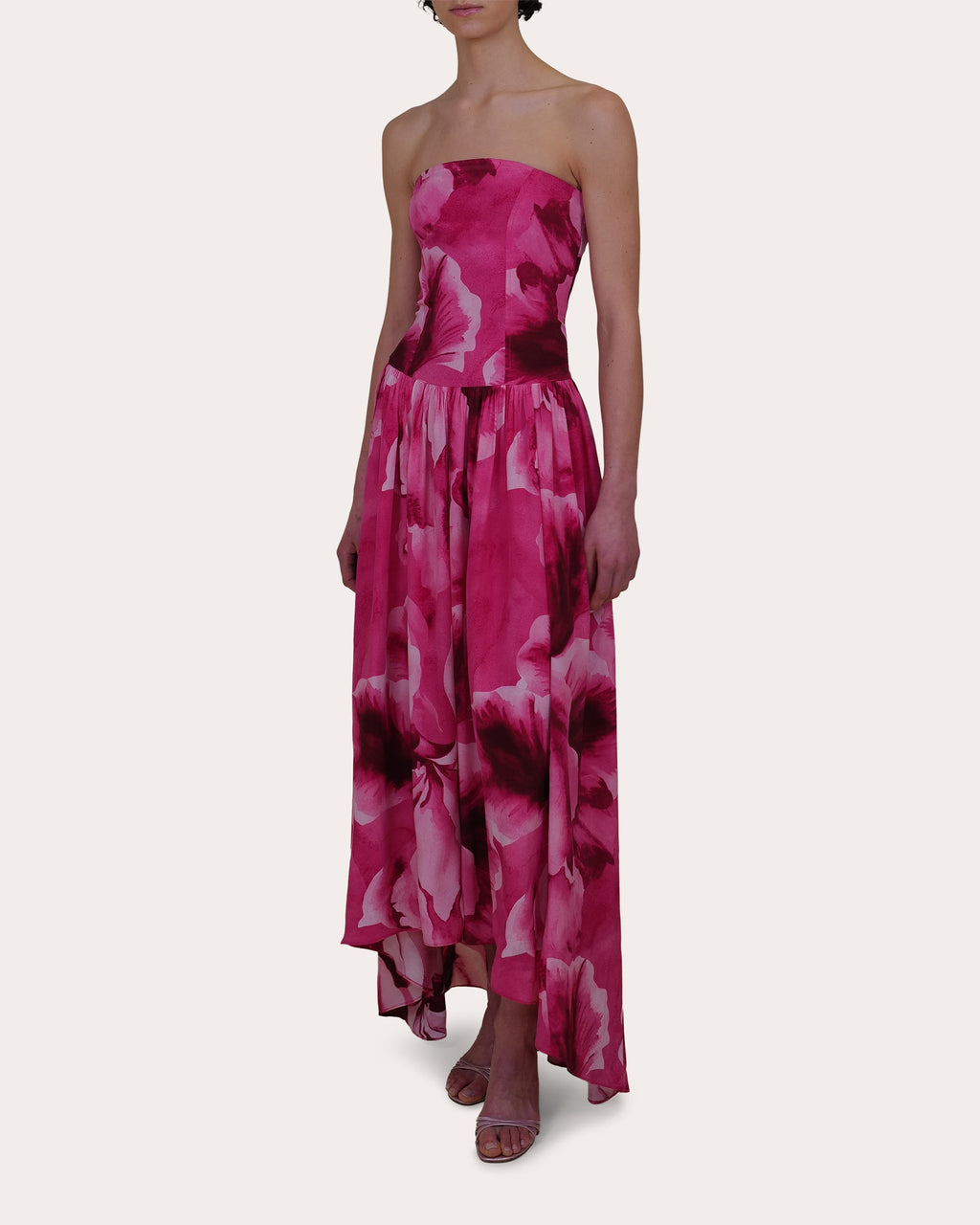 Nayara Floral Crepe de Chine Corset Midi Dress