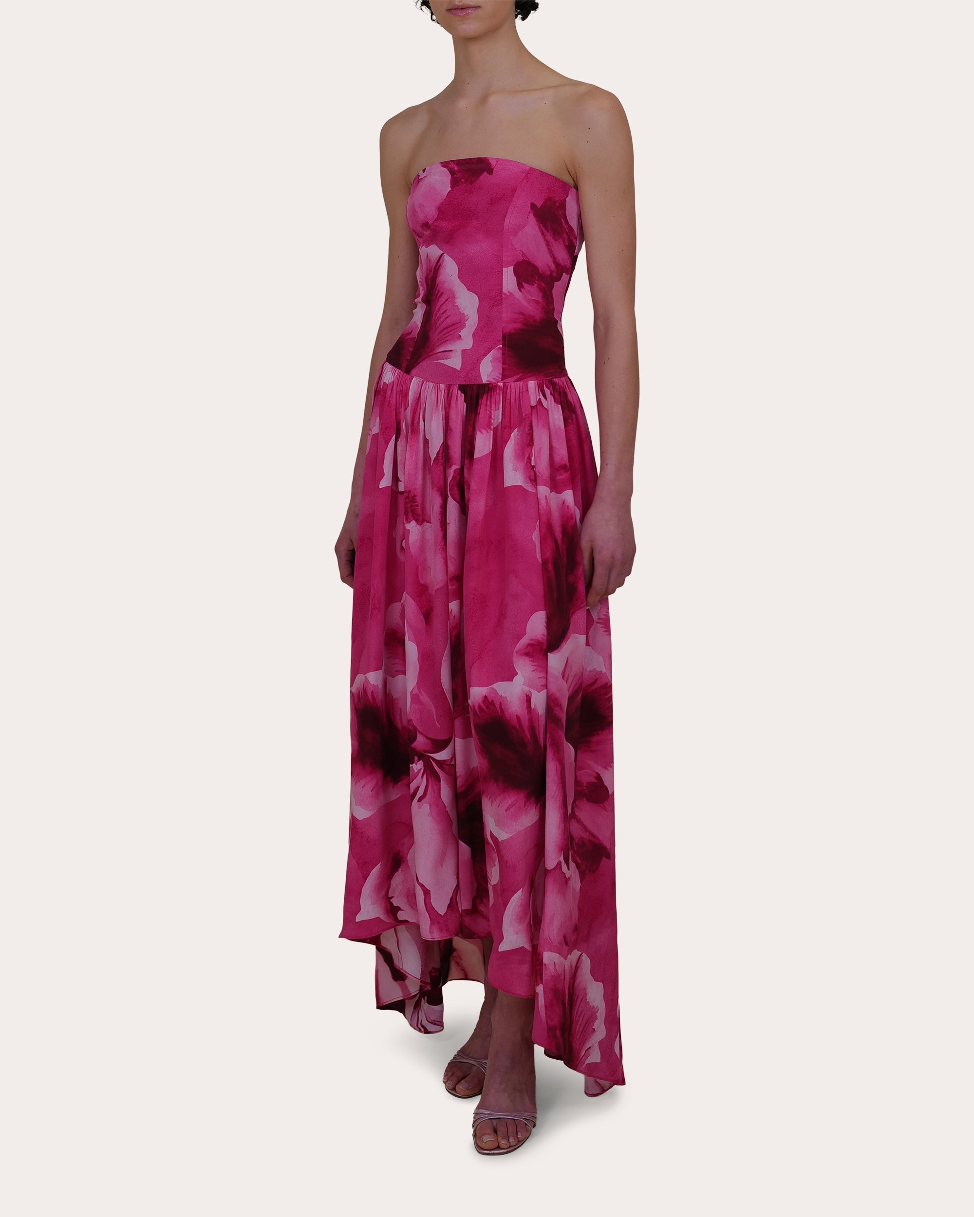 Nayara Floral Crepe de Chine Corset Midi Dress