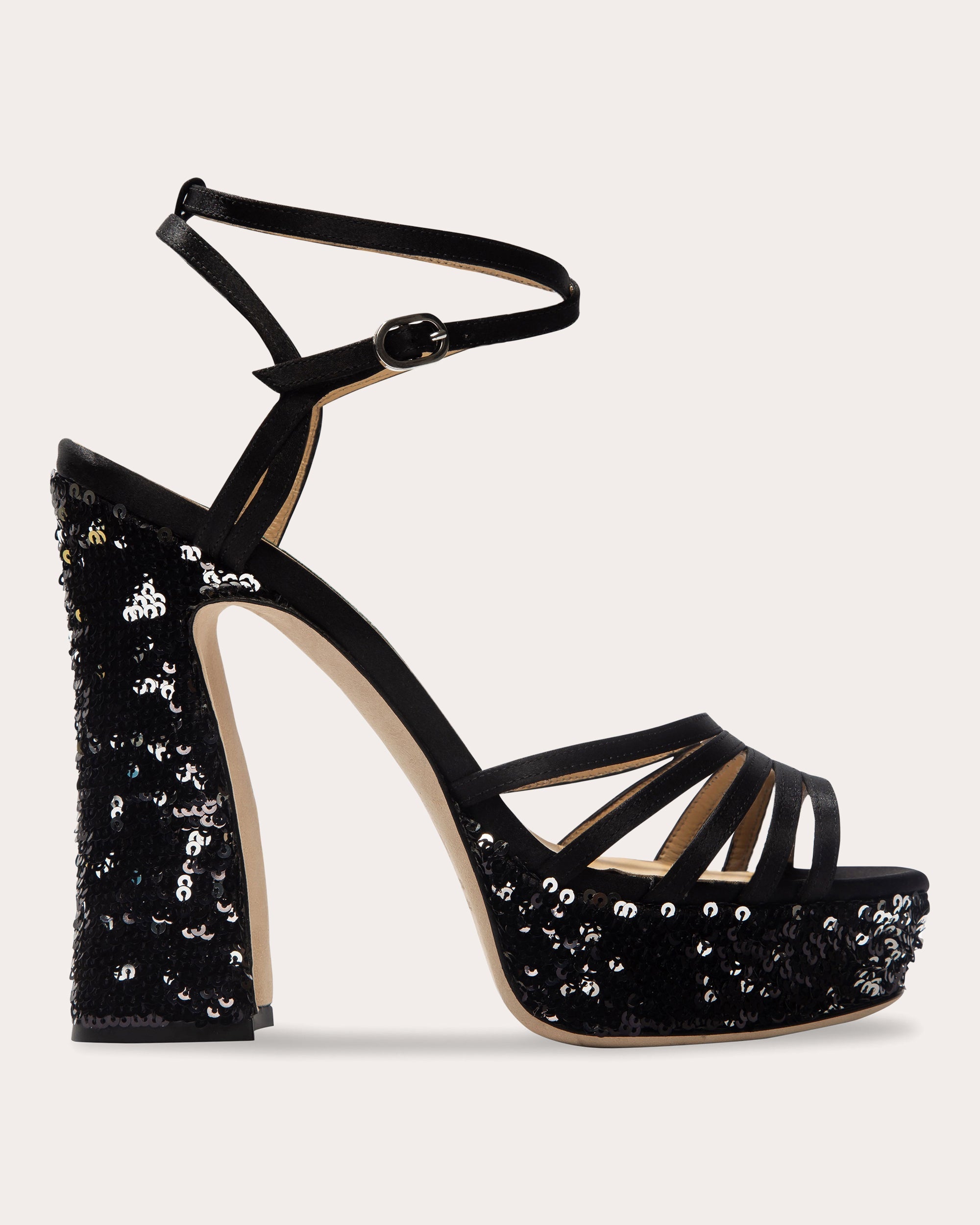 Tems Sequin Satin Platform Sandal