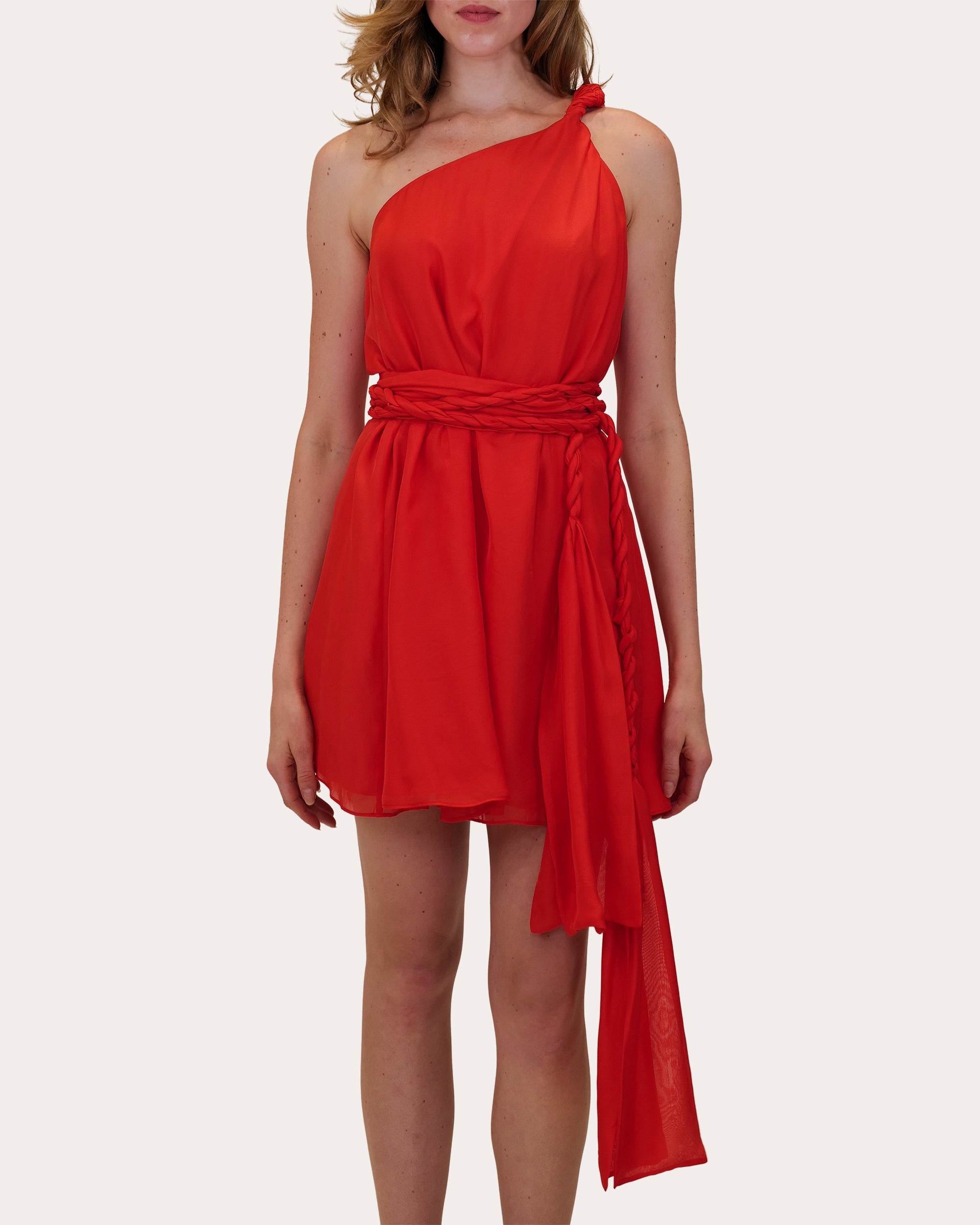 Rodite Silk Chiffon Asymmetric Mini Dress