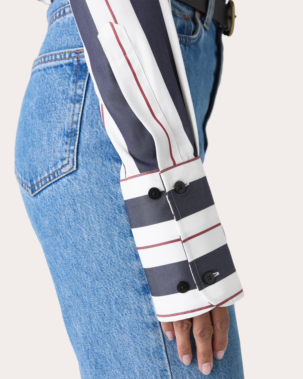 The Boyfriend Stripe Tencel™ Exaggerated Cuff Button-Up